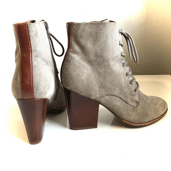 New KORK-EASE Elfa Heeled Lace Up Bootie Italian Suede Taupe 9.5 MSRP $230 - Picture 5 of 8